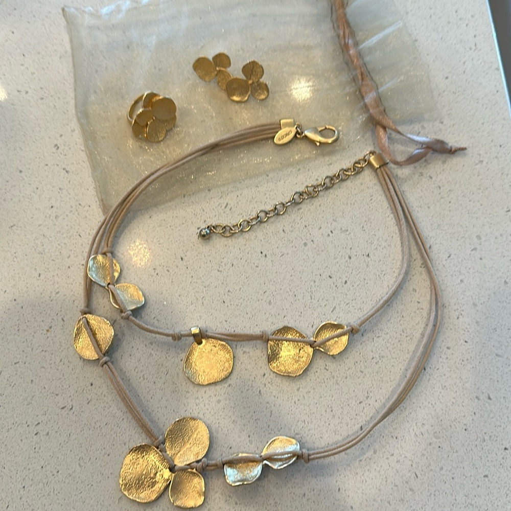Chicos necklace, earrings and ring (size 6) set.